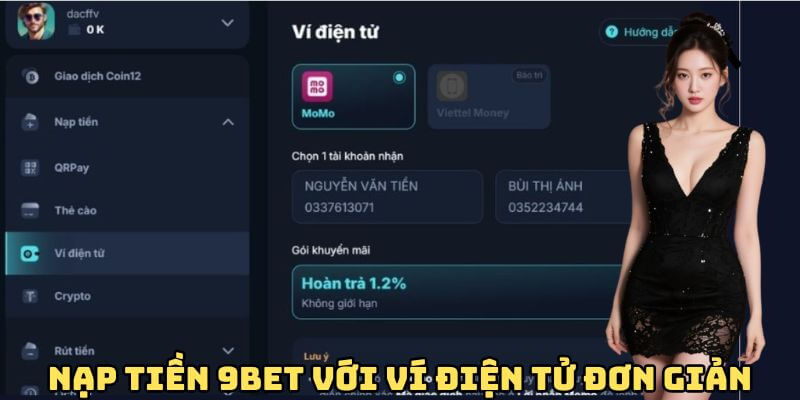 Nạp tiền 9BET với ví điện tử đơn giản